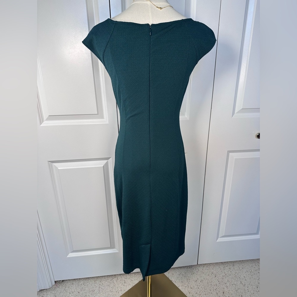 Maeve by Anthropologie Dark Teal Cap Sleeve Midi Sheath Dress - Picture 4 of 6